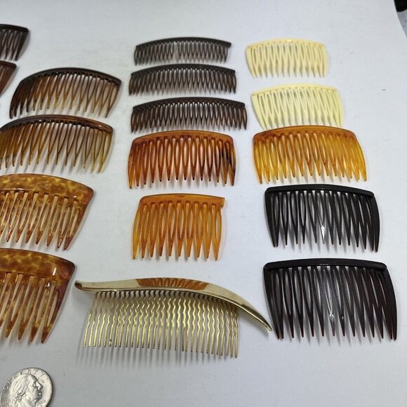 Goody Vintage Hair Combs Set Of 22 Brown White Clear Tortoise 80s Grandma - Picture 4 of 11